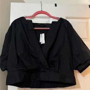 Banana Republic Black Puff Sleeve Wrap Blouse